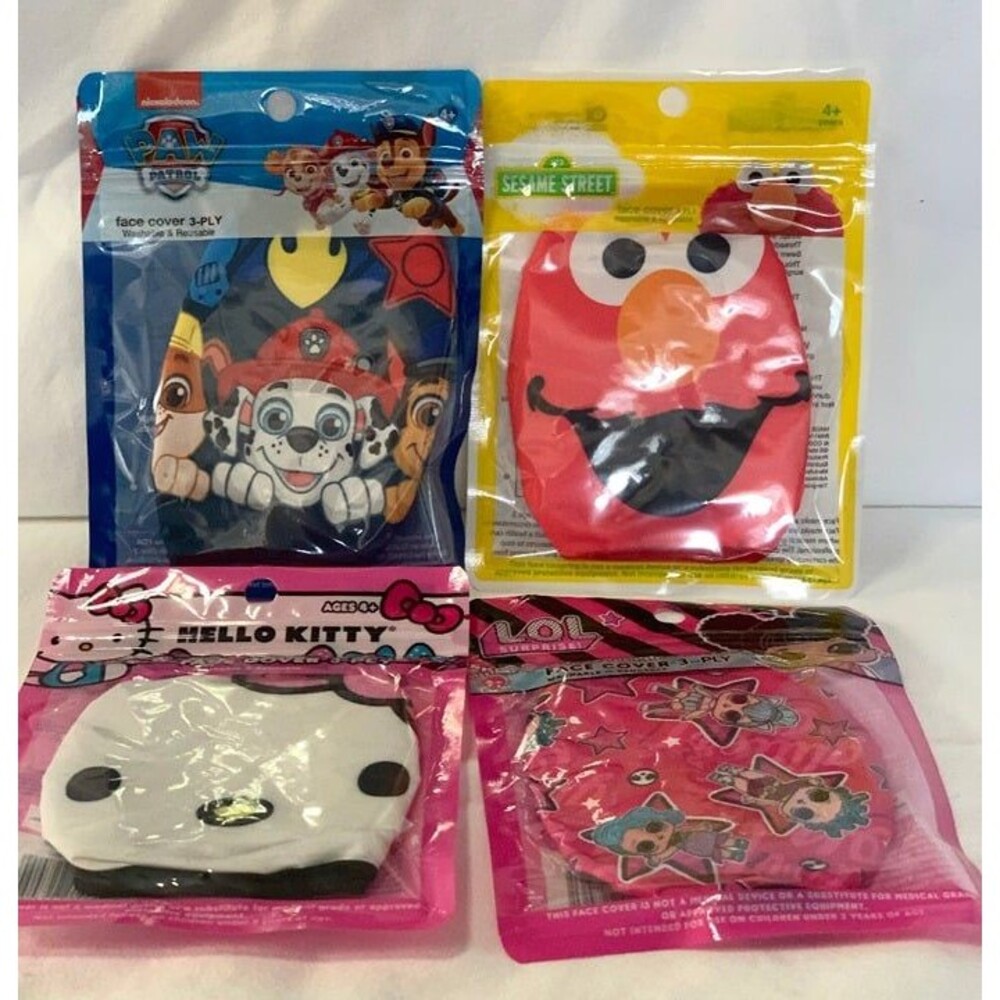 Set of 4 kids 3 ply cloth face masks